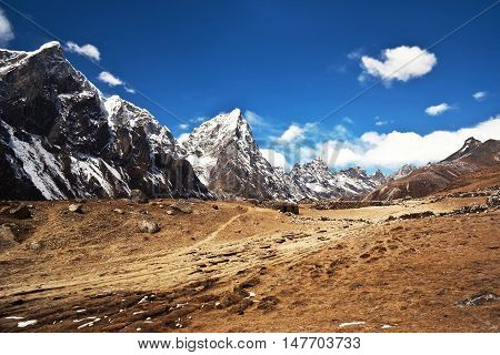 Mountain landscape in Sagarmatha National Park Everest region Nepal