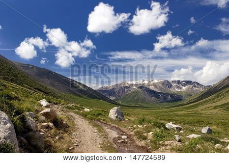 Road to Ukok Plateau in Altay Mountains, Russia