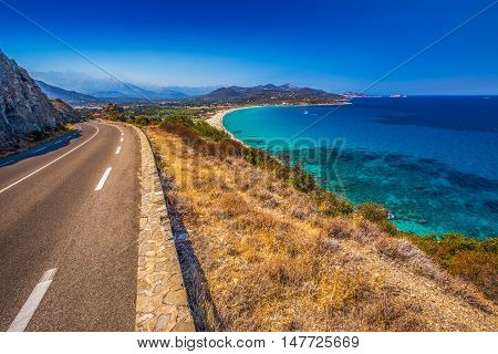 Beautiful View To Plage De Lozari Near Lile Rousse, Corsica, France, Europe.