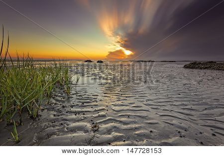 Seascape sunrise sunset in Mitchellville Park Beach in Hilton Head Island South Carolina