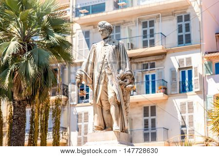 Lord Brougham statue in the center of Cannes city on french reviera