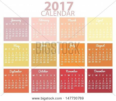 Calendar 2017 design vector - background - graphic