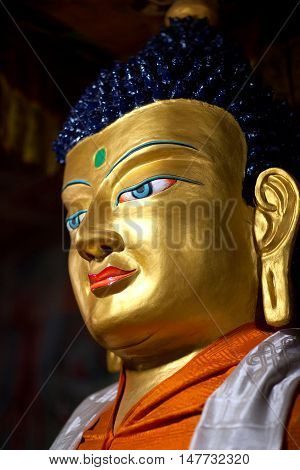 Statue Of Buddha At Hemis Gompa In Le, Ladakh, India