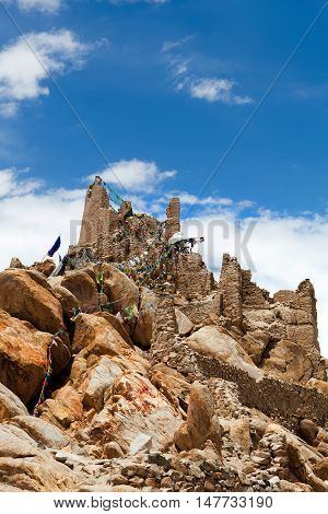 Ancient Shey Palace in Leh, Ladakh, Jammu and Kashmir state of India. Shey Palace complex located on a hillock in Shey 15 kilometres to the south of Leh.