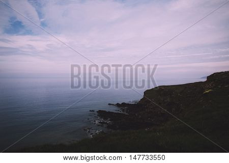View From The Coastal Path Between Widemouth Bay And Bude Vintage Retro Filter.
