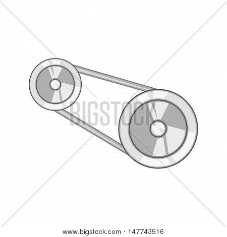 Timing belt icon in black monochrome style isolated on white background. Mechanism symbol vector illustration
