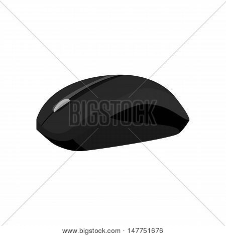 Wireless mouse icon in black monochrome style isolated on white background. Equipment symbol vector illustration