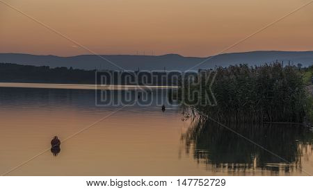Sunset Near Milada Lake In Hot Summer Evening