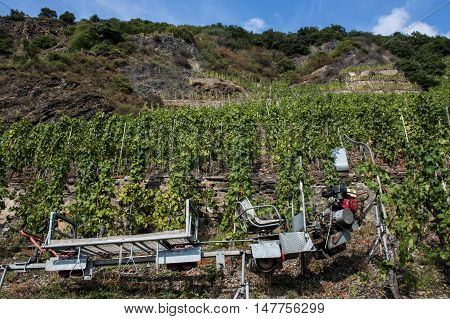 Famous train rail in German Wineyard Region Moselle River Winningen 2