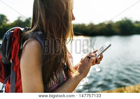 Explore Adventure Backpacker Hiking Trek Travel Concept
