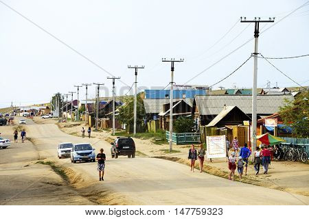 BAIKAL LAKE, OLKHON ISLAND, RUSSIA - 7 JULY, 2016: Khuzhir Village on Olkhon Island, Siberia, Russian Federation