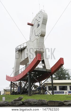 Gumeracha, SA, Australia - September 10 2016: The Big Rocking Horse at The Toy Factory in the Adelaide Hills at Gumeracha South Australia.