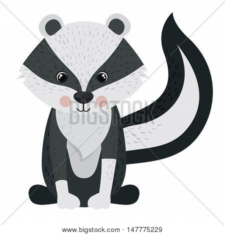 Skunk cartoon icon. Forest animal theme. Isolated design. Vector illustration