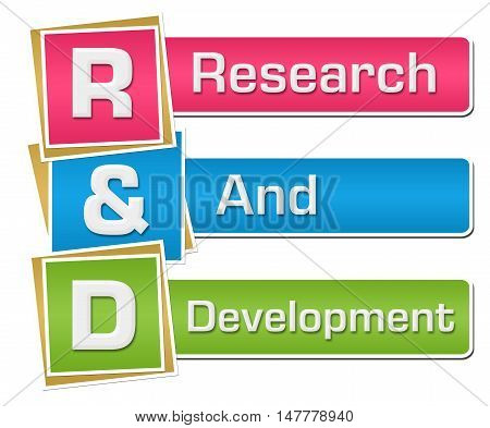 R And D - Research And Development text alphabets written over colorful background.