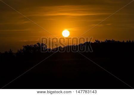 Beautiful bright saturated views of nature on a background of sunset