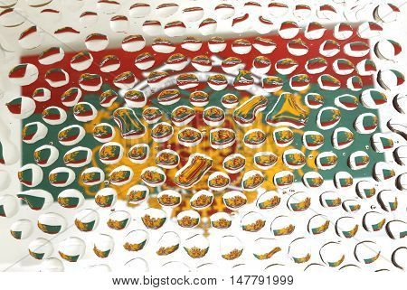 Bulgaria flag is seen in water drops