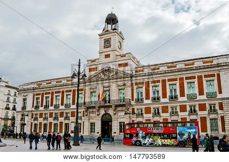 Madrid-Februry 27-Facade of City Hall building on square 