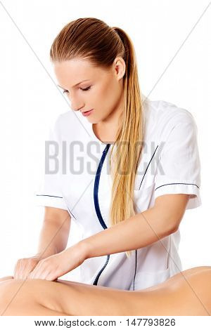 Woman having massage of body in the spa salon. Beauty treatment concept.
