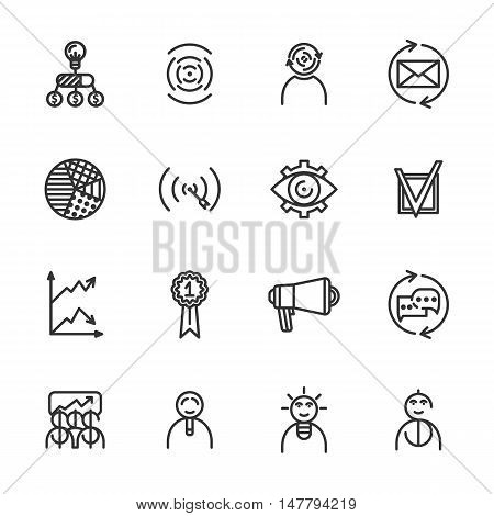 Linear startup icons set. Universal startup icon to use in web and mobile UI. startup basic UI elements set eps 10