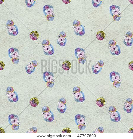 Seamless floral pattern with daisy flowers. Floral watercolor background.