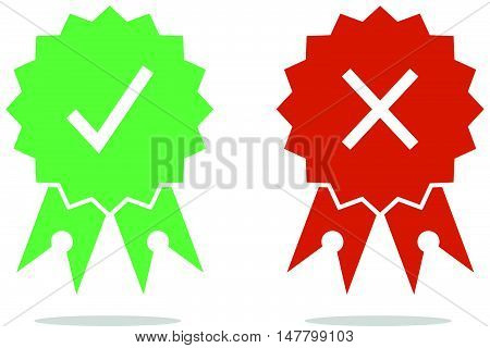 Simple Yes or No or Approved or Rejected Medal Ribbon Icon