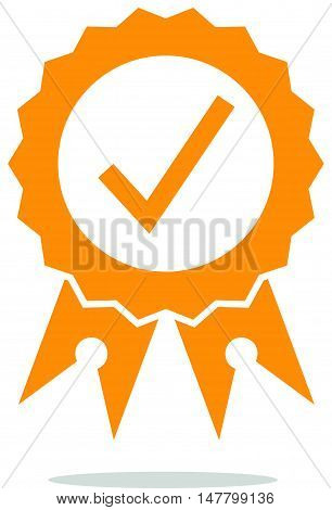 Simple and Flat Approved or Yes Medal Ribbon Icon
