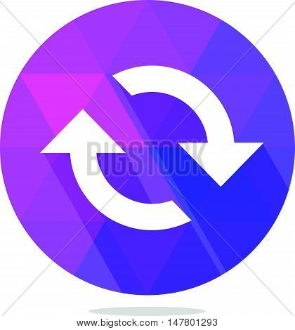 Modern Low Poly Refresh or Sync or Update Icon with Long Shadow