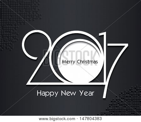 2017 new year creative design in black and white colors on dark background for your greetings card flyers invitation posters brochure banners calendar