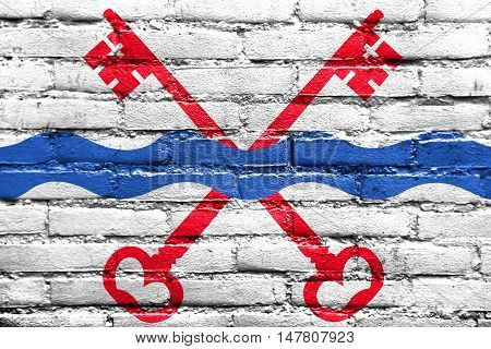 Flag Of Leiderdorp, Netherlands, Painted On Brick Wall