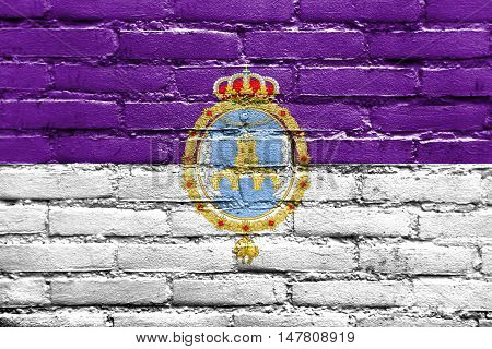 Flag Of Loja, Spain, Painted On Brick Wall