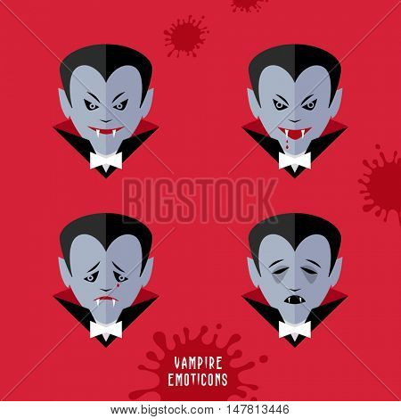 vector cartoon vampire emoticons set 