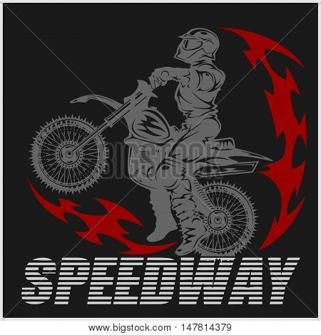 Motocross rider on a motorcycle - Vector Illustration