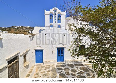 traditional cycladic church at Apollonia Sifnos Greece