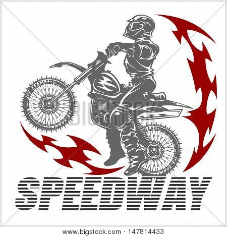 Motocross rider on a motorcycle - Vector Illustration