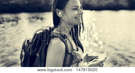 Explore Adventure Backpacker Hiking Trek Travel Concept