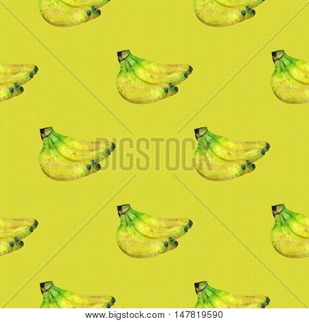 Seamless pattern a linking of bananas which fills template space.pomegranate, vegetarian food, vegetarian, vector, design, banner, set, background, food, fresh, nature, fruit, summer, menu, green, diet, yellow, illustration, colorful, ripe, tropical, conc
