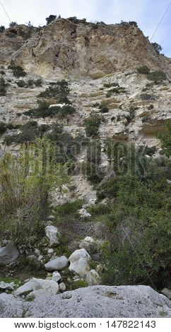 Chalk & Limestone Cliffs at the enterance of Avakas Gorge Akamas Cyprus