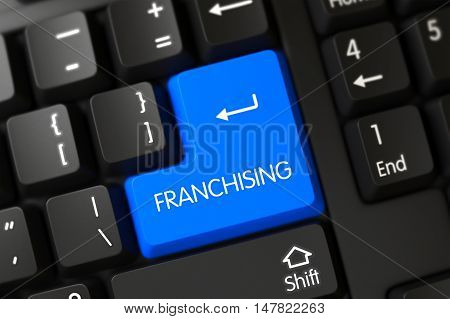 Franchising Close Up of Modern Laptop Keyboard on a Modern Laptop. 3D Render.