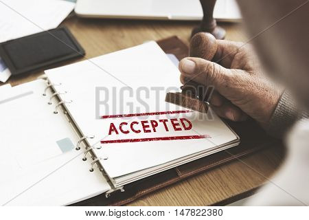 Accepted Approve Authorised Certified Decision Concept