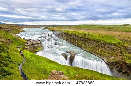 Gullfoss Waterfall in the canyon of the Hvita river - Iceland