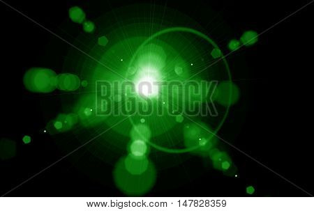 Digital lens flare in black background horizontal frame warm and abstract background
