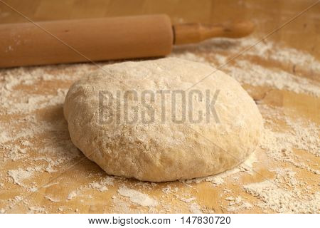 Yeasty Dough And Rolling Pin