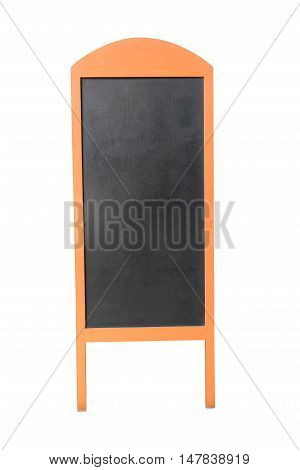 Wooden menu black board isolated on white.