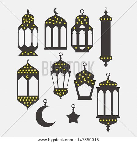 Ramadan Kareem - Islamic Holy Nights Theme Design background Ramadan latern saint fest arabian and turk religion culture set