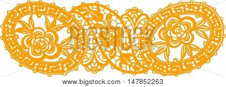 Antique Swiss embroidery design no. 001  in orange looks like beautiful lace