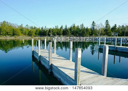 Jetty on Lake Huron at Presque Isle, MI, USA