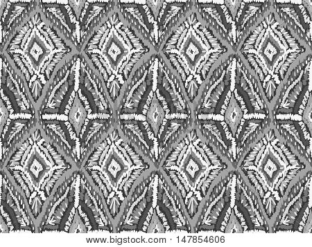 Ethnic Ornament Pattern Abstract Fabric Grey