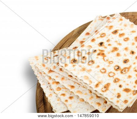 Bread matza yellow background nobody isolated celebration