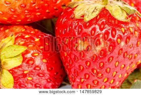 The Close-up Surface of a strawberry beautiful