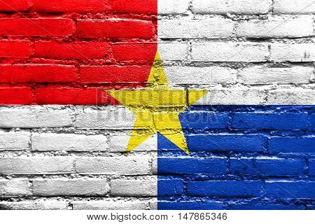 Flag Of Monteria, Colombia, Painted On Brick Wall